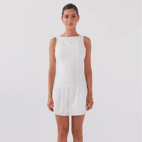 Adyson Broderie Mini Dress - White - Picture 1 of 13